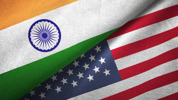 United States and India flag together realtions textile cloth fabric texture