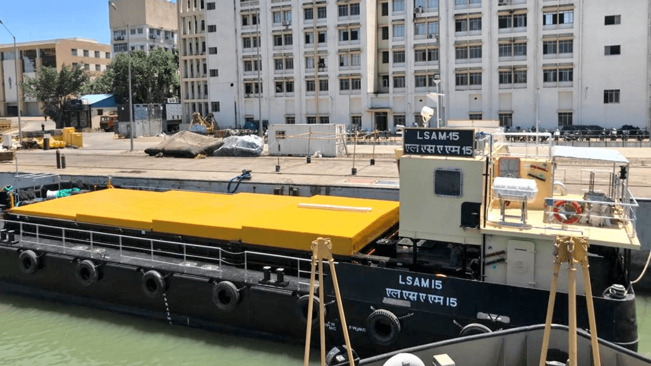 Indian Navy received Delivery of the First ACTCM Barge, LSAM 15 at Mumbai