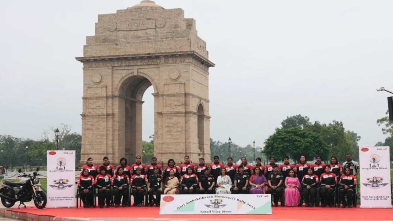 Indian Army Launches All Women Tri-Services Motorcycle Rally from New Delhi to Dras to Commemorate 24th Kargil Vijay Diwas